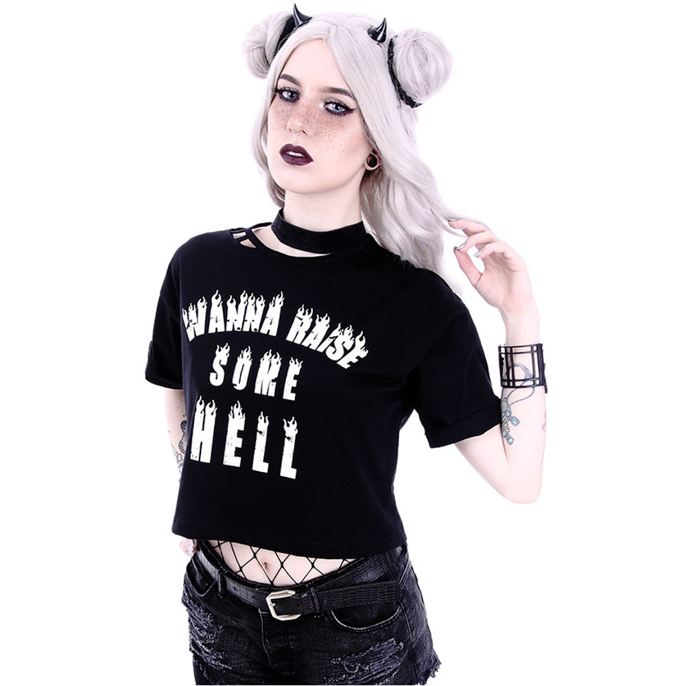 Restyle - Wanna raise some hell Crop top - Schwarz